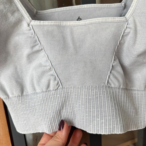 FP Movement Good Karma Square Neck sports Bra M/L Ice Grey top ribbed tank - Picture 9 of 10